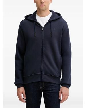 Trussardi Logo-Embroidered Zip-Up Hoodie - Blue