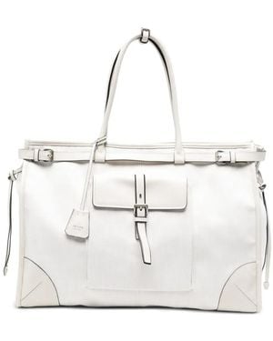 Prada Buckle-Detail Tote Bag - White