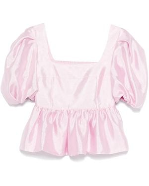 Stine Goya Puff-Sleeve Peplum Top - Pink
