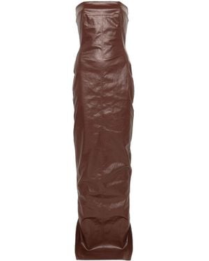 Rick Owens Square-Neck Denim Gown - Brown