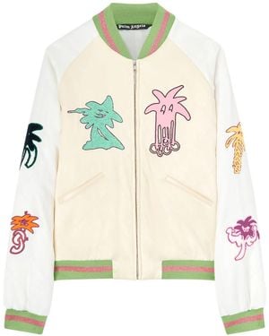 Palm Angels Palmity Quilted Bomber Jacket - Natural