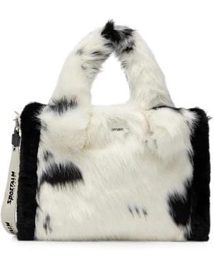 Sportalm Faux-Fur Cow-Print Tote Bag - White