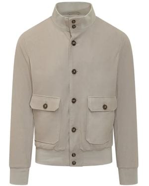 Barba Napoli Button-Up Patch-Pocket Jacket - Grey