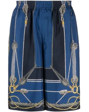 Versace Pantalones Cortos Con Estampado Náutico - Azul