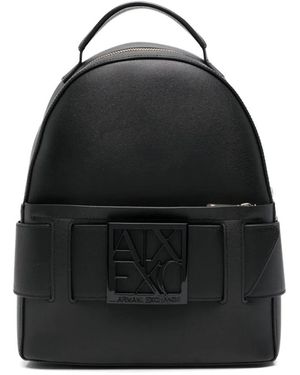 ARMANI EXCHANGE ロゴプレート バックパック - ブラック