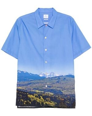 Paul Smith Overhemd Met Landschapprint - Blauw