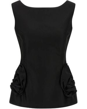 Magda Butrym Hourglass Top With 3D Floral Details - Black