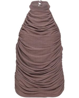 KENZIE KLAMBIE Ruched Halterneck Top - Brown