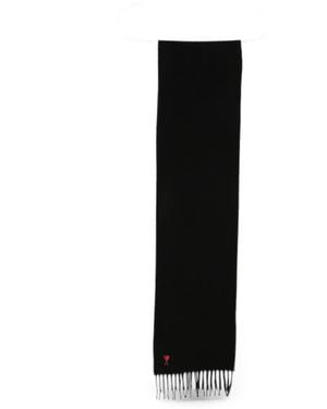 Ami Paris Embroidered-Logo Scarf - Black
