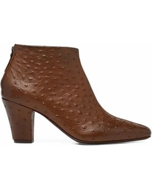Marsèll Figura Ostrich-Effect Leather Ankle Boots - Brown