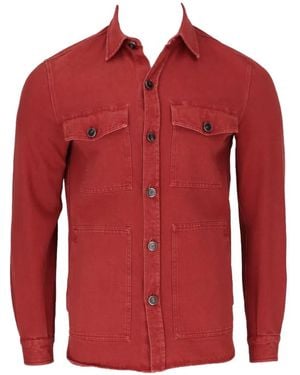 Isaia Flap-Pocket Shirt Jacket - Red