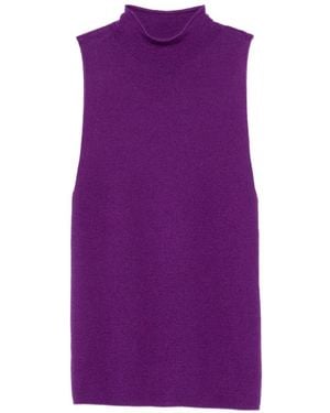 Bompard Plain-Knit Sleeveless Top - Purple