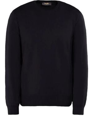Moorer Orvieto-Si5 Cotton Crew Neck Sweater - Blue