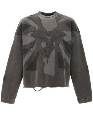 Represent Flag Distressed Sweatshirt - Grey