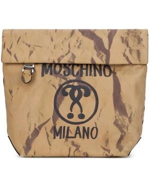 Moschino Logo-Print Shoulder Bag - Natural