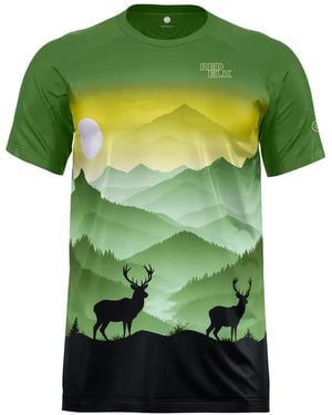 REDELK T-Shirt Imprimé Montagne À Col V - Green