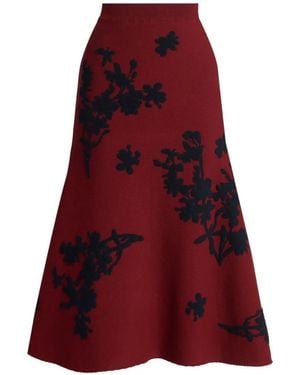 Erdem Jacquard-Knit Patterned Midi Skirt - Red