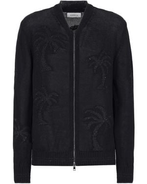Laneus Chaqueta con palmeras bordadas - Negro
