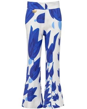 Themis Z Theano Sabra Floral-Print Flared Trousers - Blue