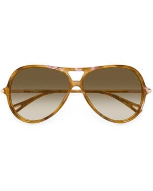 Chloé Tortoiseshell-Effect Pilot-Frame Sunglasses - Metallic
