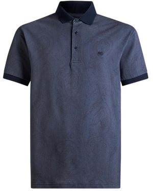 Etro Polo De Algodón Con Motivo De Árnica - Azul
