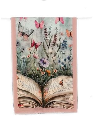D'Aniello Floral-Print Butterfly Scarf - Natural
