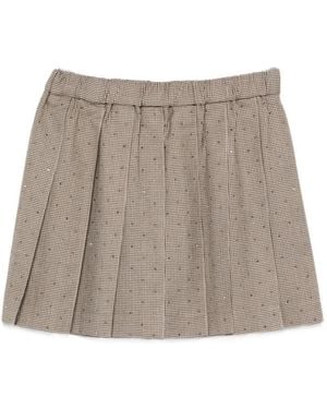 P.A.R.O.S.H. Crystal-Embellished Pleated Mini Skirt - Brown