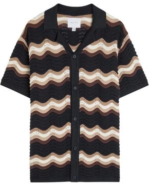 Raith Primavera Chevron-Knit Short-Sleeve Polo Shirt - Black