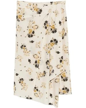 Isabel Marant Faniry Floral-Print Asymmetric Skirt - White