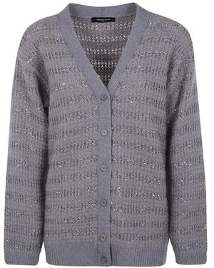 Fabiana Filippi Sequin-Embellished Chunky-Knit Cardigan - Grey