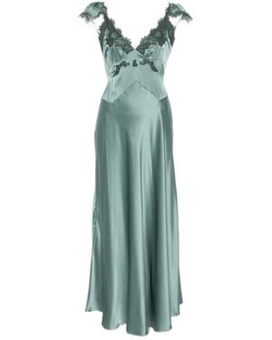 Doen Fiona Lace-Trim Satin Midi Dress - Green