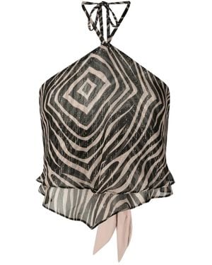 Amir Slama Seidenoberteil Mit Zebra-Print - Grau