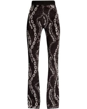 Versace Jeans Couture Chain-Print Flared Trousers - Black