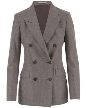 Tagliatore Double-Breasted Micro-Check Blazer - Grey