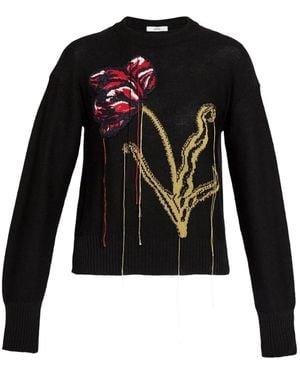 Erdem Pullover mit Blumen-Intarsie - Schwarz