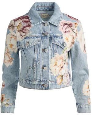 Alice + Olivia Chloe Floral-Print Denim Jacket - Blue