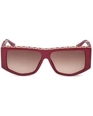 Guess Logo-Plaque Geometric-Frame Sunglasses - Pink
