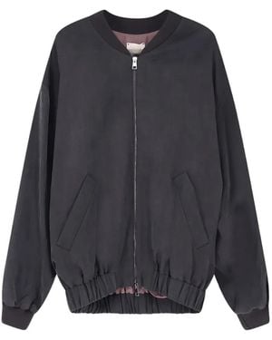 Alysi Ribbed Knit Bomber - Blue