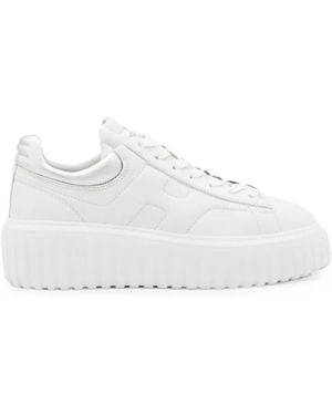 Hogan H-Stripes Platform Leather Sneakers - White