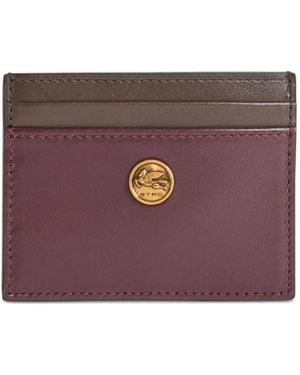 Etro Two-Tone Leather Card Holder - Purple