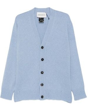 Amaranto Button-Up V-Neck Cardigan - Blue