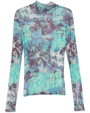 LỰU ĐẠN Ghost Riders Mesh Top - Blue
