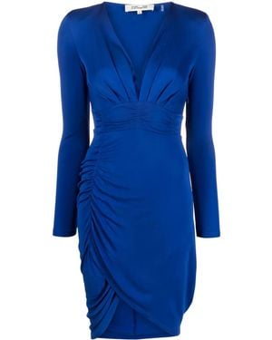 Diane von Furstenberg Gathered V-Neck Dress - Blue