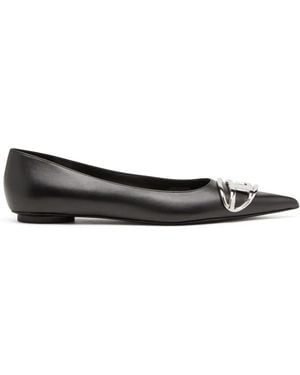 DIESEL D-Venus Leather Ballerina Shoes - Black