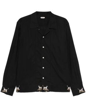 Bode Embroidered-Motif Shirt - Black