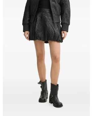 Munthe Floral-Embroidered Balloon Skirt - Black