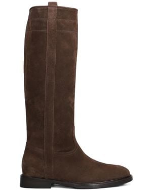 Anna F. Suede Knee-High Boots - Brown