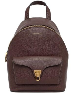 Coccinelle Small Beat Pebbled-Leather Backpack - Brown
