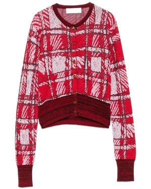 Vivienne Westwood Scribble Check Buttoned Cardigan - Red