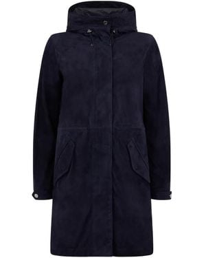 Moorer Antibes Button-Collar Parka - Blue